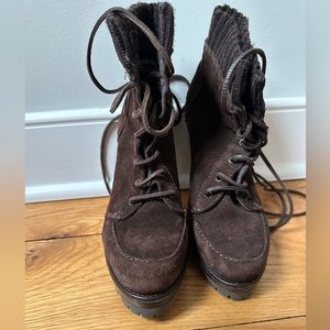 Zara brown suede heeled booties.  Never worn.  Size 7.